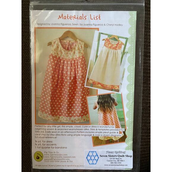 Polkadots & Summer 5 Piece Dress and Bandana Pattern for Girls Size 3-6 - Picture 2 of 2